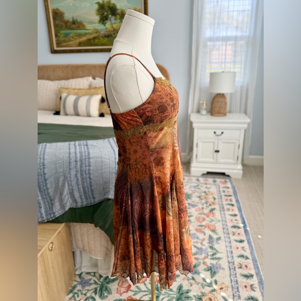 Vintage Rust & Olive Paisley Slip Dress - Picture 4 of 7